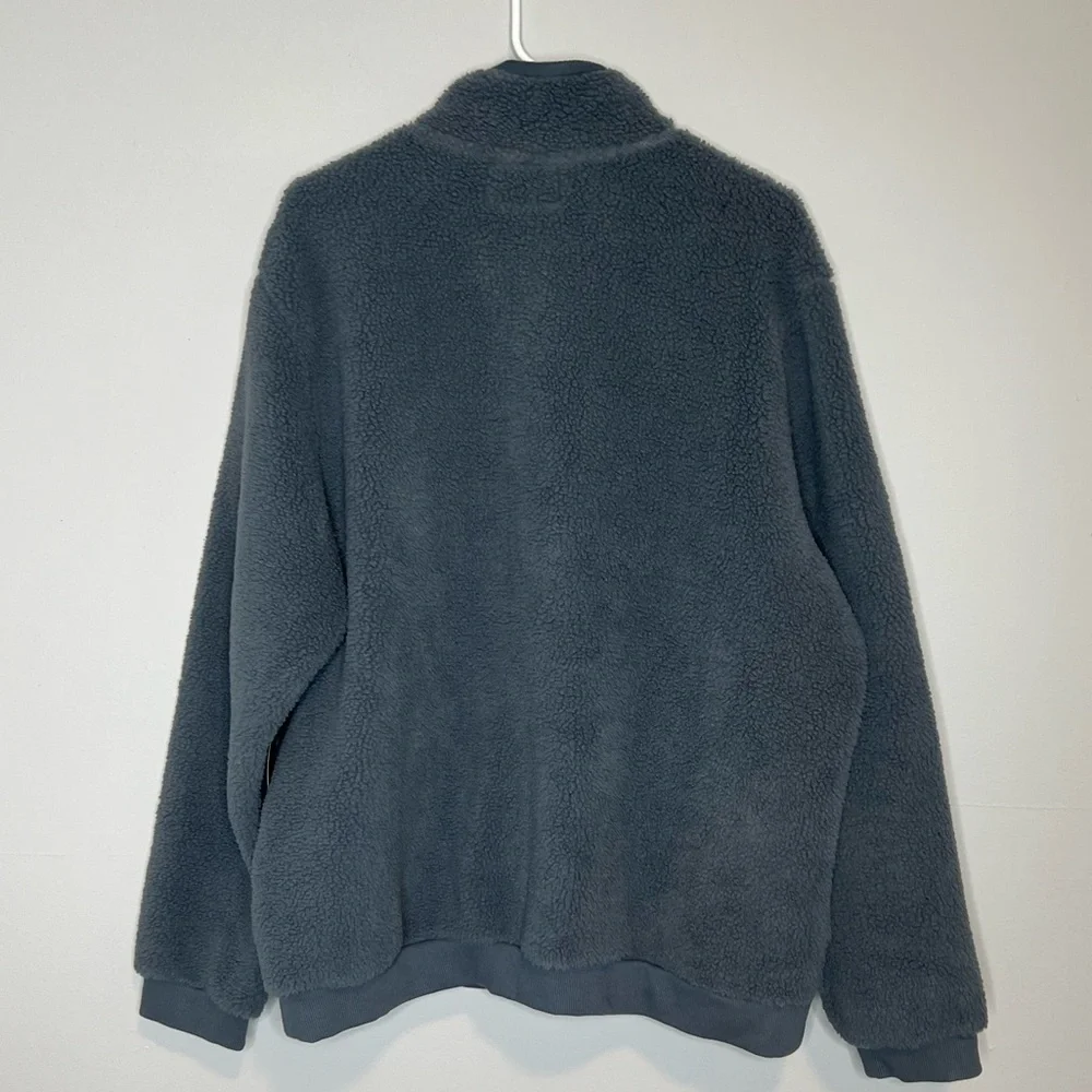 Grays Peak Outdoors Men’s Slate Blue Sherpa Fleece Pullover Jacket XL NEW Button